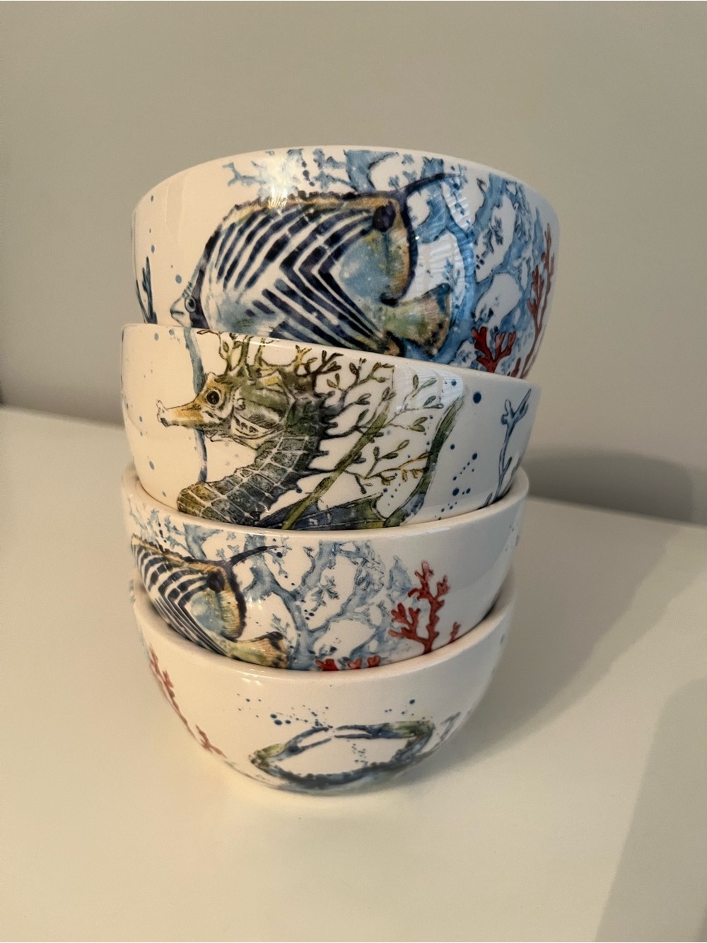 Pier 1 Imports Sea Life Ironstone Dip Bowl Set